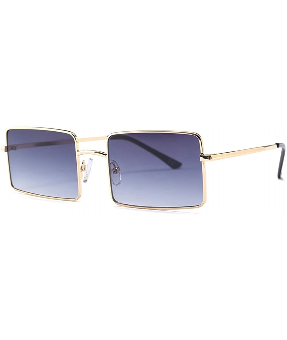 Rectangular Rectangle Sunglasses Male Metal Frame Black Sun Glasses for Women 2018 UV400 - Gold With Black - CT18E5EW6TY $18.66