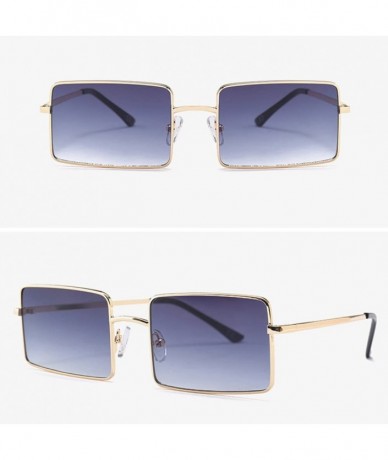 Rectangular Rectangle Sunglasses Male Metal Frame Black Sun Glasses for Women 2018 UV400 - Gold With Black - CT18E5EW6TY $18.66