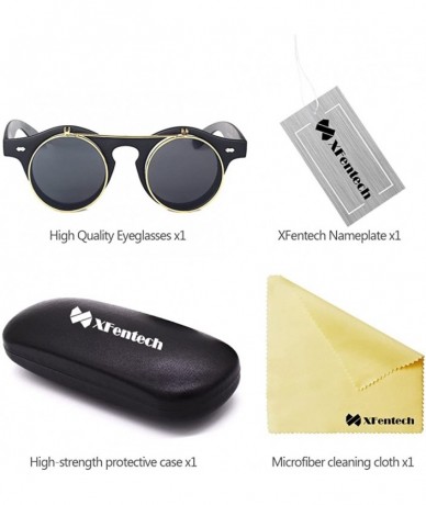 Oval Unisex Metal Retro Steampunk Style Circle Sunglasses Round Lens Flip up Men Women - Black-matte - CX18C4USYW9 $18.73