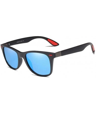 Square Genuine Tough Men's Polarized Sunglasses Square Fashion - Black/Blue - C018YIOG0R8 $33.84