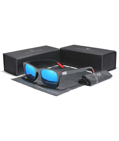 Square Genuine Tough Men's Polarized Sunglasses Square Fashion - Black/Blue - C018YIOG0R8 $33.84