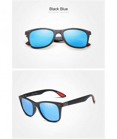 Square Genuine Tough Men's Polarized Sunglasses Square Fashion - Black/Blue - C018YIOG0R8 $33.84