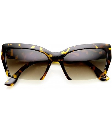 Cat Eye Womens Mod Fashion Semi-Rimless Cat Eye Sunglasses (Yellow-Tortoise) - C211KBASHW3 $18.72