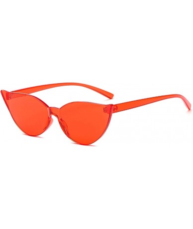 Rimless Fashion One Piece Rimless Clear Lens Color Candy Cat Eye Sunglasses - Red - CS18ILE87LW $17.94