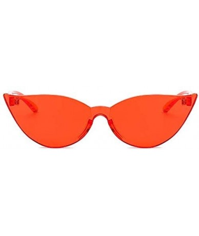 Rimless Fashion One Piece Rimless Clear Lens Color Candy Cat Eye Sunglasses - Red - CS18ILE87LW $17.94