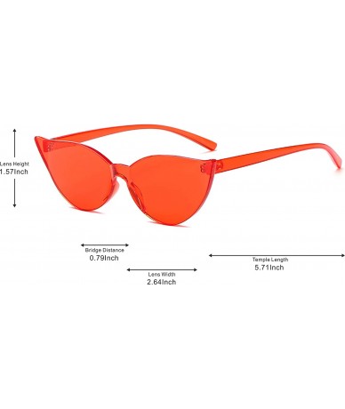 Rimless Fashion One Piece Rimless Clear Lens Color Candy Cat Eye Sunglasses - Red - CS18ILE87LW $17.94