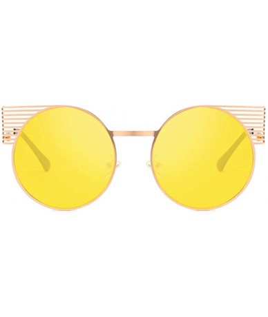 Oval Unisex Vintage Round Metal Frame Tinted Lenses Sunglasses UV400 - Gold Yellow - C318NHDH80Y $19.31