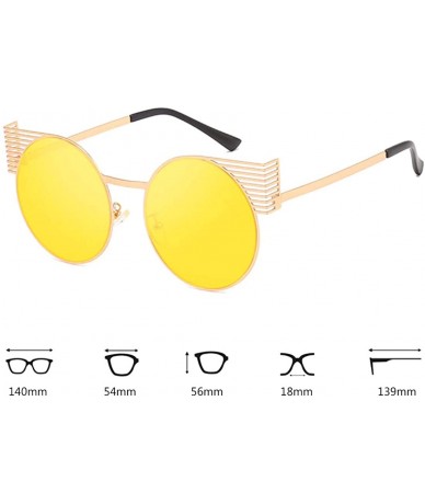 Oval Unisex Vintage Round Metal Frame Tinted Lenses Sunglasses UV400 - Gold Yellow - C318NHDH80Y $19.31