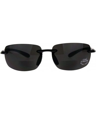 Sport Mens Rimless Warp Sport Sunglasses With Bifocal Reading Lenses - All Black - C918D8OOM20 $26.43