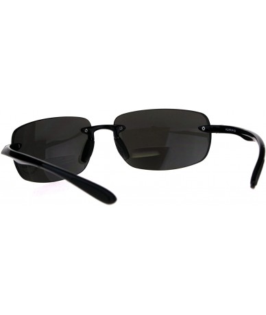 Sport Mens Rimless Warp Sport Sunglasses With Bifocal Reading Lenses - All Black - C918D8OOM20 $26.43