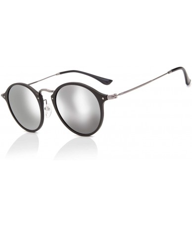 Round Polarized Sunglasses Unbreakable - Silver - CH18NZ2D67D $29.63