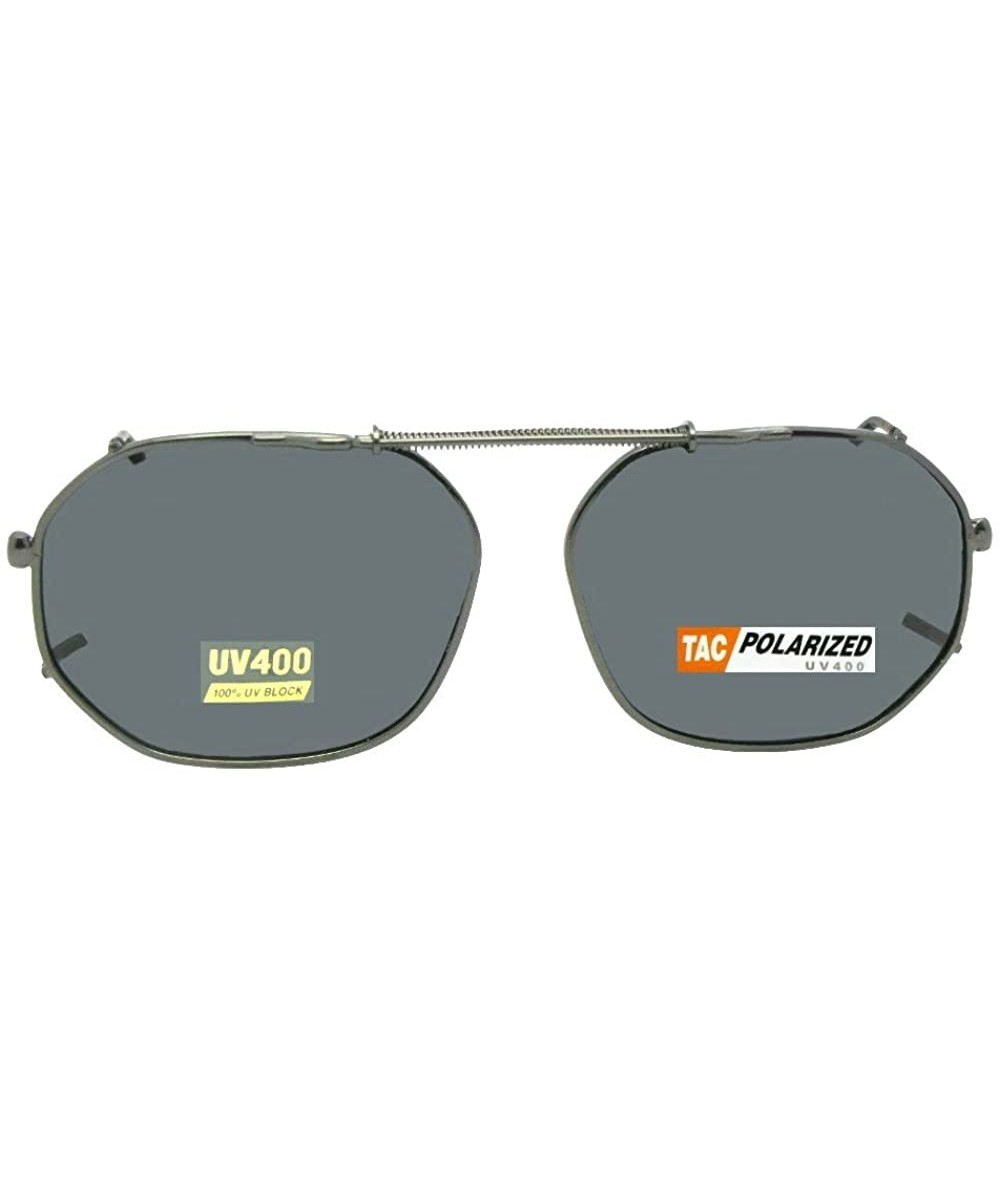 Oval Round Square Polarized Clip-on Sunglasses - Pewter-polarized Gray Lens - CV189RZ30U7 $32.93