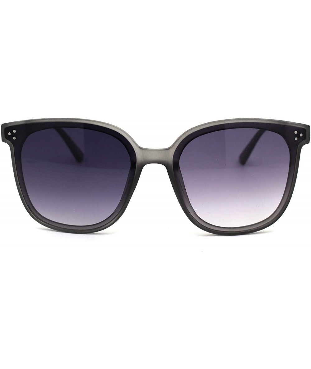 Oversized Womens Boyfriend Style Round Oversize Horn Rim Sunglasses - Grey Smoke - C718ZCQ99GH $20.54