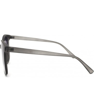 Oversized Womens Boyfriend Style Round Oversize Horn Rim Sunglasses - Grey Smoke - C718ZCQ99GH $20.54