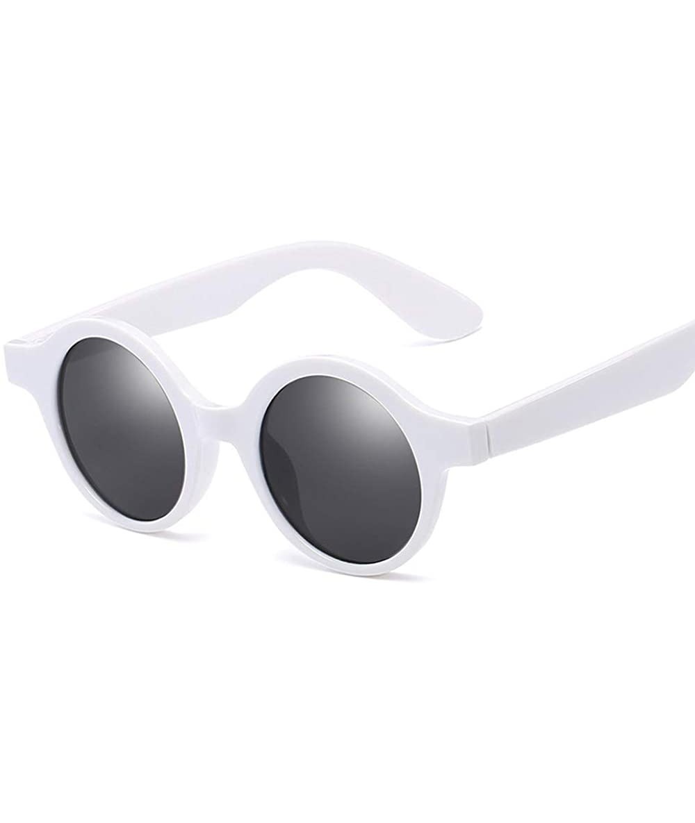 Goggle Sunglasses Trend Sunglasses Retro Round Sunglasses Unisex Sun Shades - Solid White is All Grey - CQ18TLNOEAR $18.68