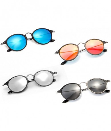 Round Polarized Sunglasses Unbreakable - Silver - CH18NZ2D67D $29.63