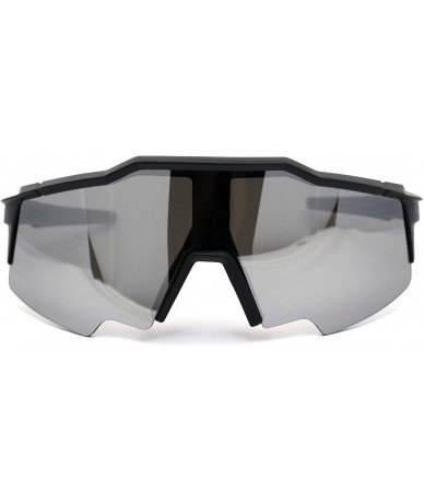 Oversized Mens XL Oversize Shield Robotic Plastic Sport Sunglasses - Matte Black Silver Mirror - CO1969AIR4I $23.56