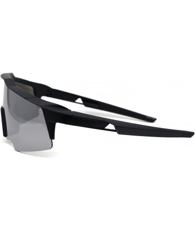 Oversized Mens XL Oversize Shield Robotic Plastic Sport Sunglasses - Matte Black Silver Mirror - CO1969AIR4I $23.56