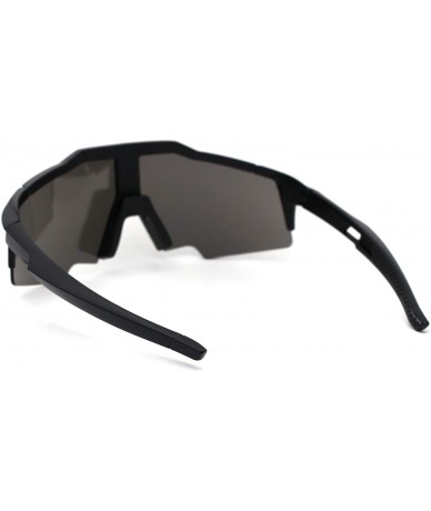 Oversized Mens XL Oversize Shield Robotic Plastic Sport Sunglasses - Matte Black Silver Mirror - CO1969AIR4I $23.56