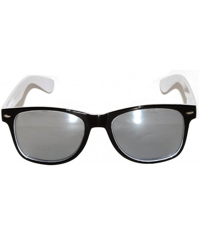 Wrap Retro Vintage Two - Tone Sunglasses Mirror and Smoke Lens Yellow - Blue - Pink OWL - White-black - C2129U7KJ1Z $17.24