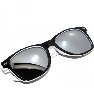 Wrap Retro Vintage Two - Tone Sunglasses Mirror and Smoke Lens Yellow - Blue - Pink OWL - White-black - C2129U7KJ1Z $17.24