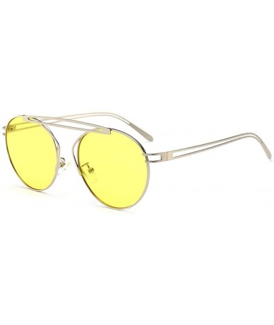 Oval Small Oval Vintage Sun Glasses Retro Punk Metal Frame Color Tinted Shades - Yellow - C418LNU884S $24.68