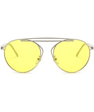 Oval Small Oval Vintage Sun Glasses Retro Punk Metal Frame Color Tinted Shades - Yellow - C418LNU884S $24.68