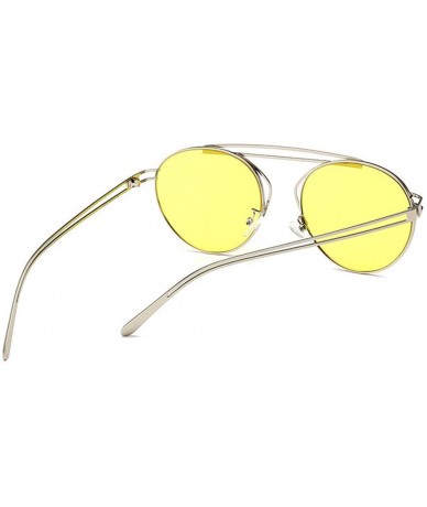 Oval Small Oval Vintage Sun Glasses Retro Punk Metal Frame Color Tinted Shades - Yellow - C418LNU884S $24.68