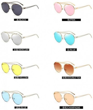 Oval Small Oval Vintage Sun Glasses Retro Punk Metal Frame Color Tinted Shades - Yellow - C418LNU884S $24.68