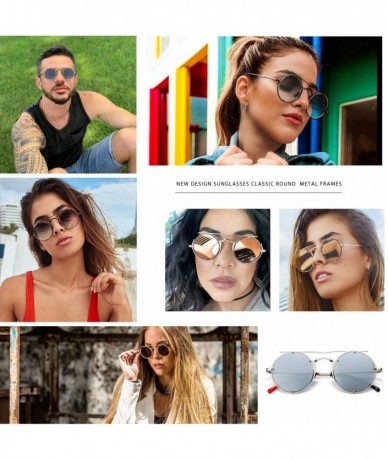 Round Retro Round Sunglasses Frame Fashion Mirrored Driving Steampunk Rivet Style UV400 - Sliver-sliver - CU196E0579I $17.18