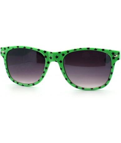 Square Stars Print Square Sunglasses Spring Hinge Frames - Green - CZ11D6VOICX $19.63