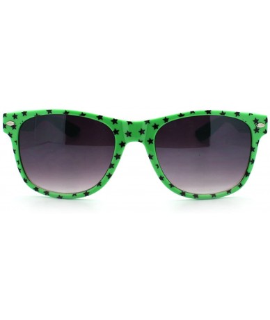 Square Stars Print Square Sunglasses Spring Hinge Frames - Green - CZ11D6VOICX $19.63