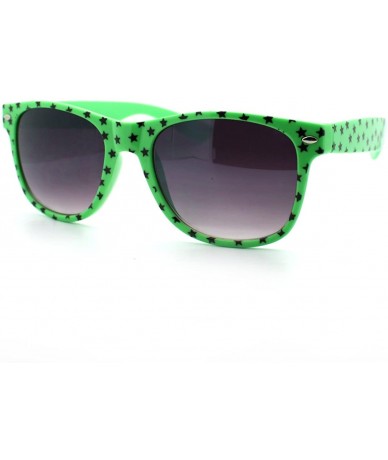 Square Stars Print Square Sunglasses Spring Hinge Frames - Green - CZ11D6VOICX $19.63