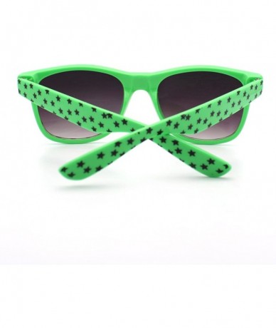 Square Stars Print Square Sunglasses Spring Hinge Frames - Green - CZ11D6VOICX $19.63