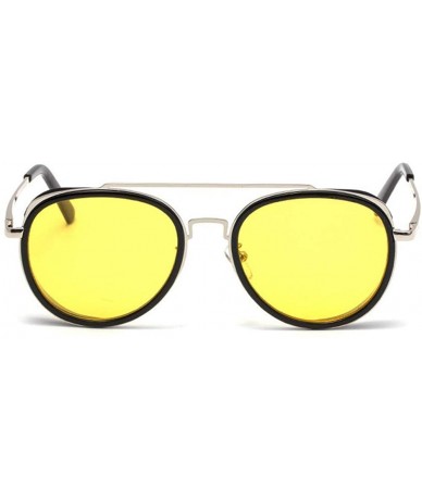 Round Retro Round Punk Sunglasses Men Women Fashion Metal Frame Mens Goggle Female Shades Glasses UV400 - Yellow - CW193Q0Q9L...