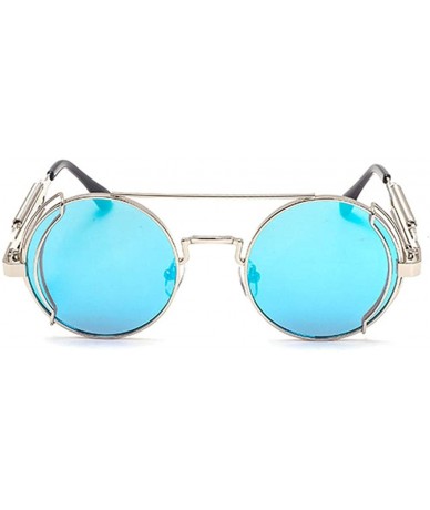 Oval Retro Gothic Steampunk Sunglasses for Women Men Round Lens Metal Frame sunglasses John Lennon Round Sunglasses - CQ196OS...