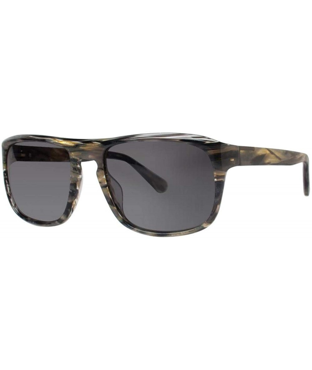 Square Men's Cain Square Sunglasses - Green Horn - CM129YVSXFV $82.76