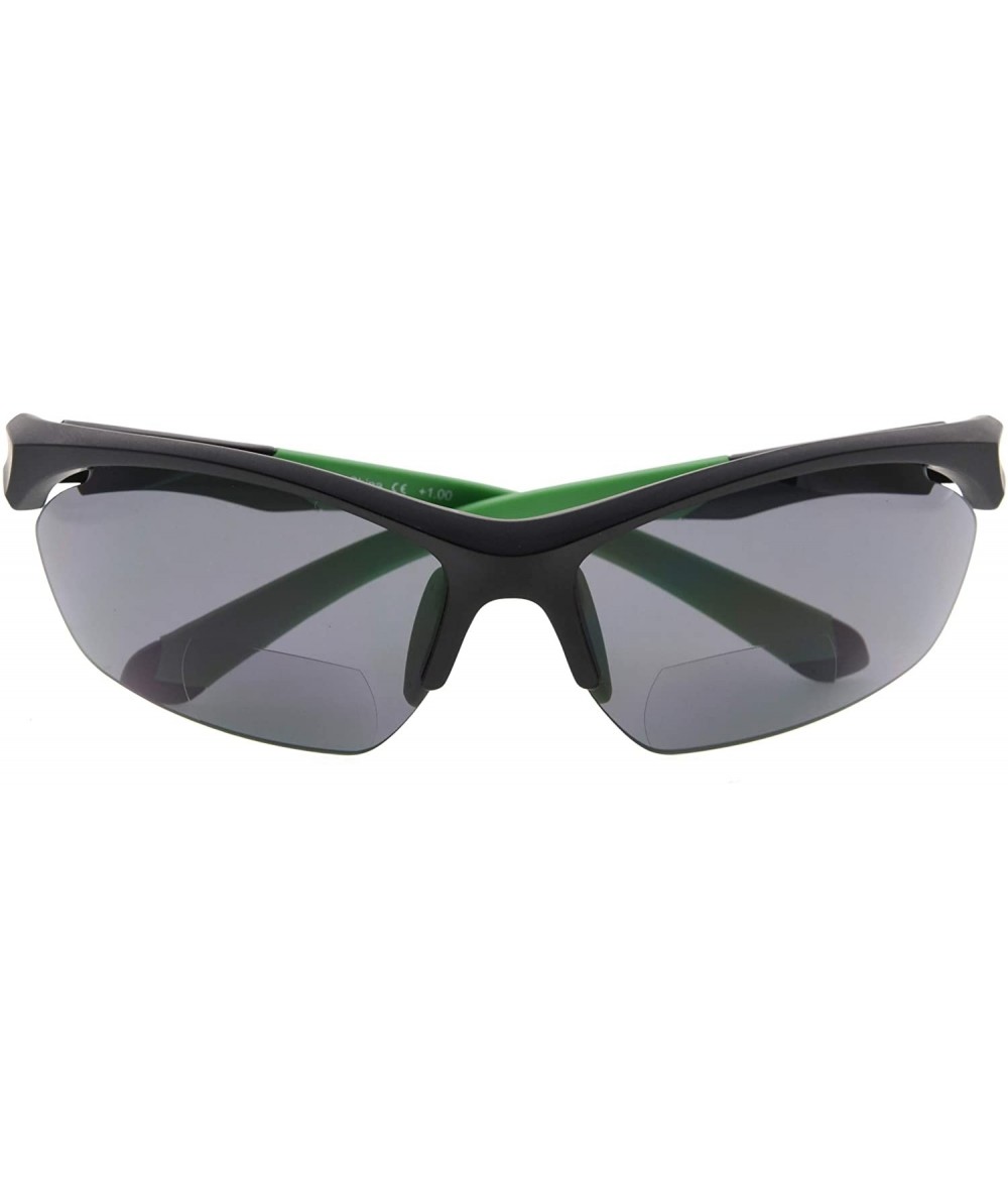 Rimless Retro Mens Womens Sports Half-Rimless Bifocal Sunglasses Black Frame/Green Arm+2.25 - Black Frame/Green Arm - CJ189X5...