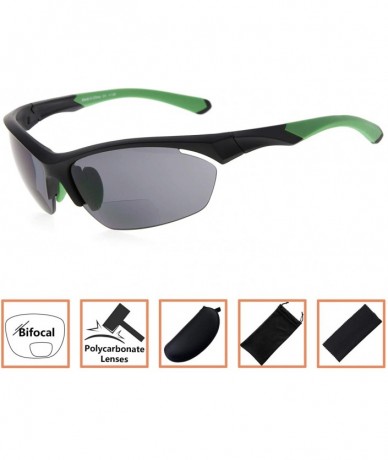 Rimless Retro Mens Womens Sports Half-Rimless Bifocal Sunglasses Black Frame/Green Arm+2.25 - Black Frame/Green Arm - CJ189X5...