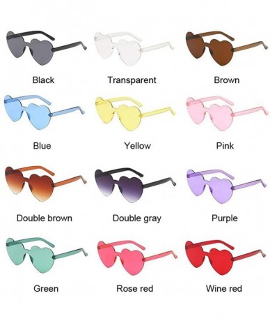 Rimless Sunglasses Women Transparent Plastic Glasses Style Sun Glasses Female Clear Candy Color Lady Love Heart Lens - CW190S...