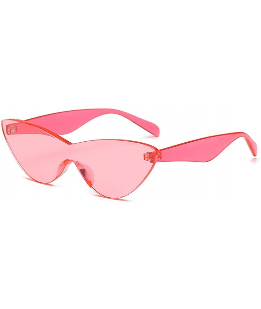 Cat Eye One Piece Lens Sunglasses Women Candy Color Cat Eye Sun Glasses for Ladies Gift - Pink - C618KMZ7DE9 $18.81