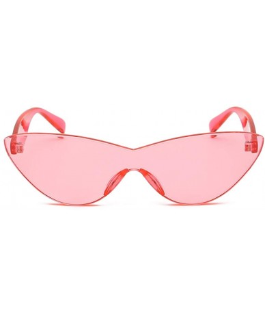 Cat Eye One Piece Lens Sunglasses Women Candy Color Cat Eye Sun Glasses for Ladies Gift - Pink - C618KMZ7DE9 $18.81