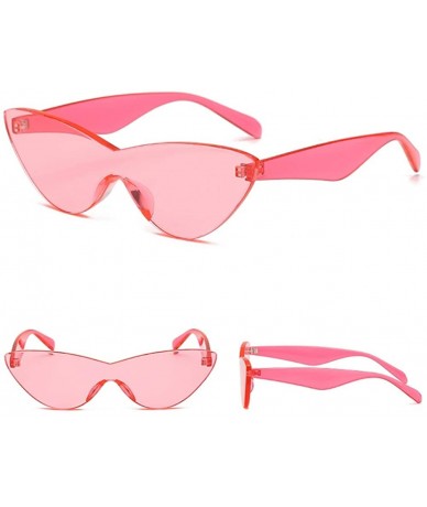 Cat Eye One Piece Lens Sunglasses Women Candy Color Cat Eye Sun Glasses for Ladies Gift - Pink - C618KMZ7DE9 $18.81