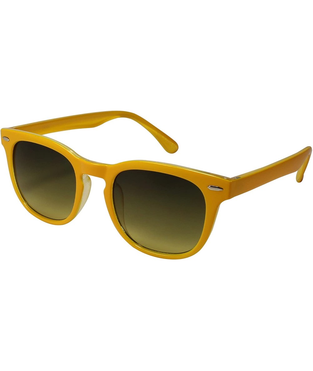 Square Retro Plastic Horned Rim Sunglasses w/Gradient Lens 540861-AP - Yellow - CK12N46AA4Z $18.34