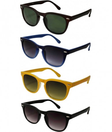 Square Retro Plastic Horned Rim Sunglasses w/Gradient Lens 540861-AP - Yellow - CK12N46AA4Z $18.34