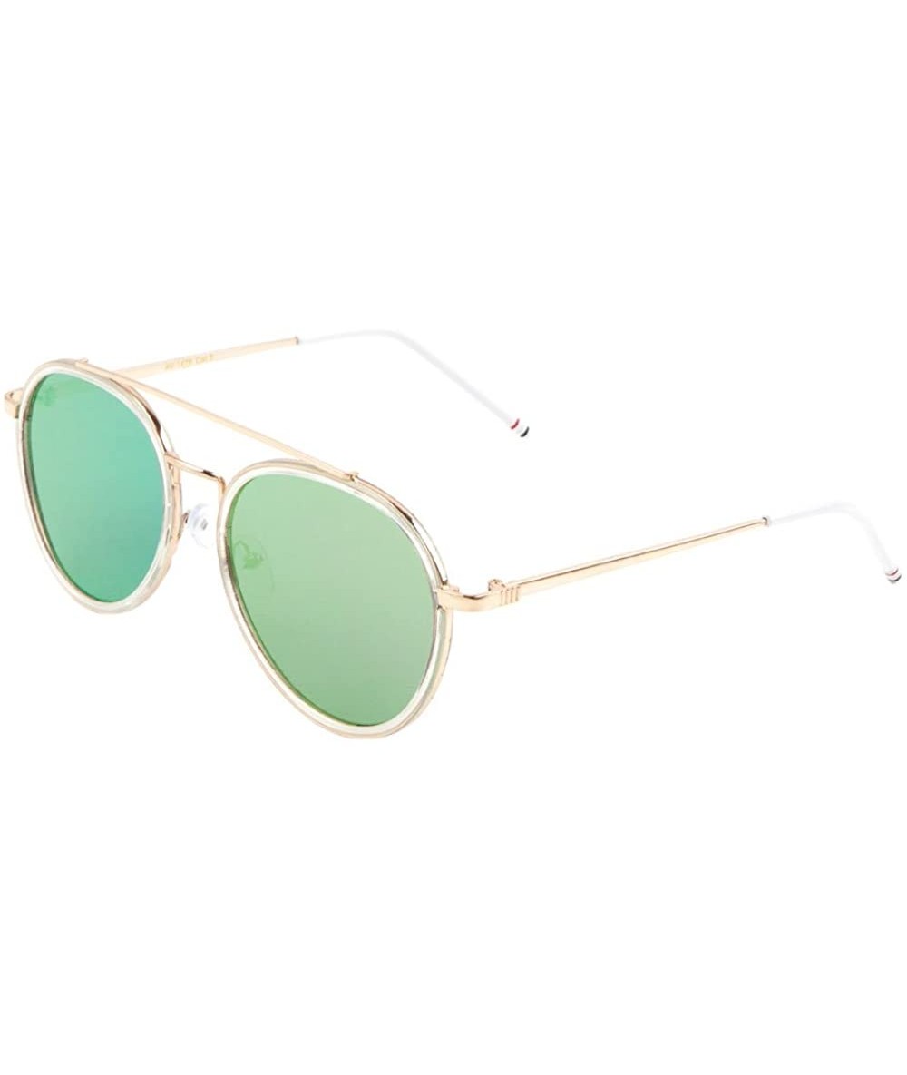 Aviator Double Clear Plastic Metal Rim Flat Modern Aviator Sunglasses - Green - CM190DKK9WR $26.37