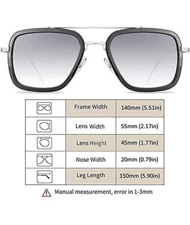 Aviator Stark Sunglasses Square Metal Frame Men Women Unisex Vintage Aviator Square Sunglasses with Case (Light Gray) - CI18A...