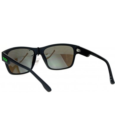 Rectangular Kush Mens Color Mirrored Horn Rim Rectangular Sport Sunglasses - Teal Green - C0193YKWN0G $19.04