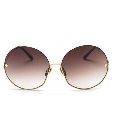 Round Luxury Vintage Round Sunglasses Women Fashion Half Frame Tinted Lens Oversized Sun Glasses Big Shades - CL197Y6ALGM $40.45