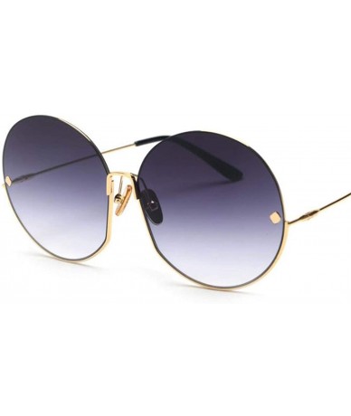 Round Luxury Vintage Round Sunglasses Women Fashion Half Frame Tinted Lens Oversized Sun Glasses Big Shades - CL197Y6ALGM $40.45